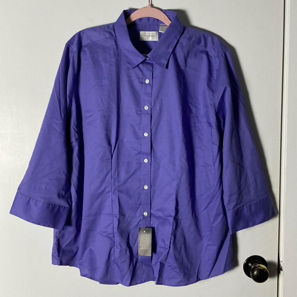 ⭐️ Van Heusen For Her Purple Cotton Button Down Shirt Size XXL